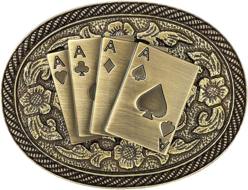 Sansths Western Belt Buckle for Men Women, Vintage Cowboy Cowgirl Texas Rodeo Longhorn Bull, Goat, Poker and Horse - Image 1